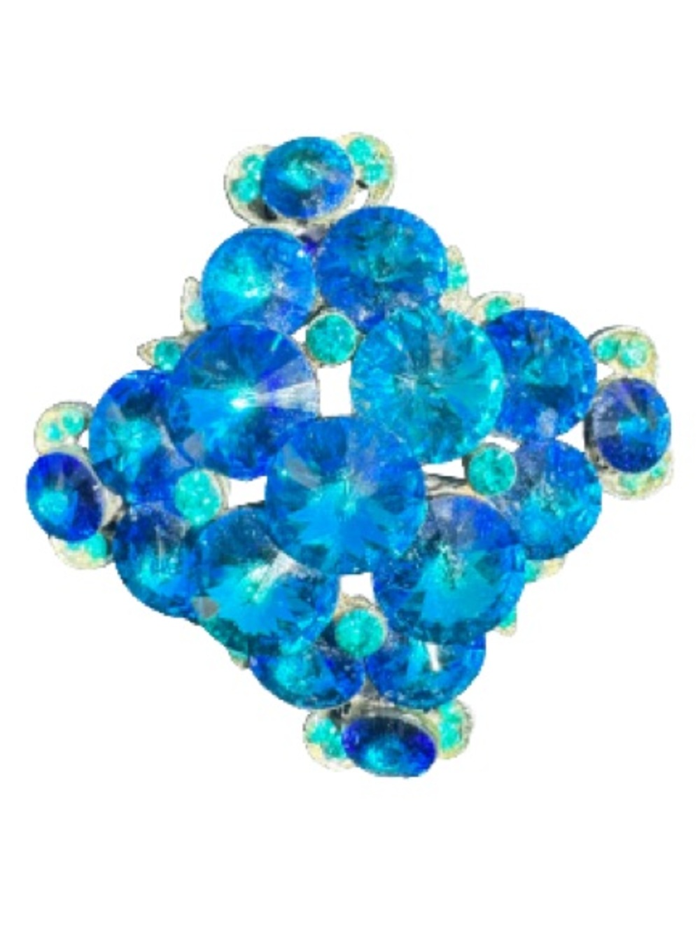 Vintage Signed Weiss Blue Rhinestone Cluster Brooch Pin